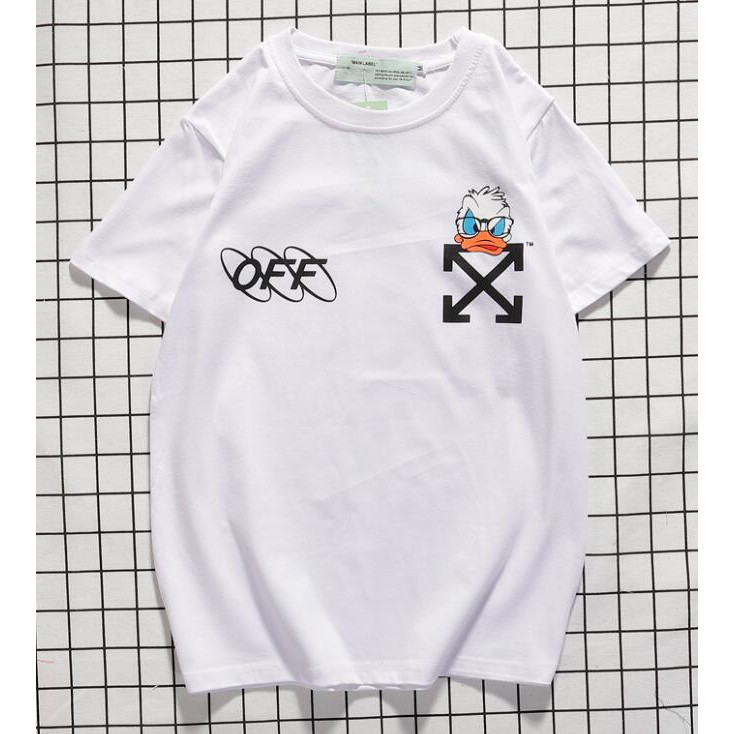 Áo Thun Off-White Tay Ngắn Chất Vải Cotton In Chữ Thời Trang