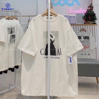 Áo thun cotton mặt lông dày in hình CALLNAI form rộng