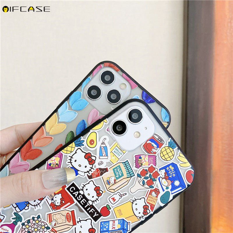 Samsung Galaxy Note 20 Ultra 10 10+ 9 8 5 S21 S21+ S20 S20+ Ultra S10 S10+ S9 S9+ S8 S8+ Plus Phone Case Hello Kitty Cat Loving Love Heart Flower Milk Colorful Painted Cute Cartoon Clear Soft TPU Hard Acrylic Casing Case Cover