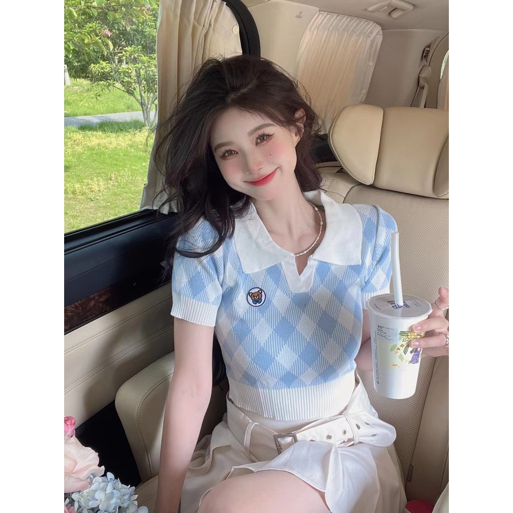 Áo dệt kim cổ chữ v thời trang Hàn Quốc dễ phối đồ cho nữ