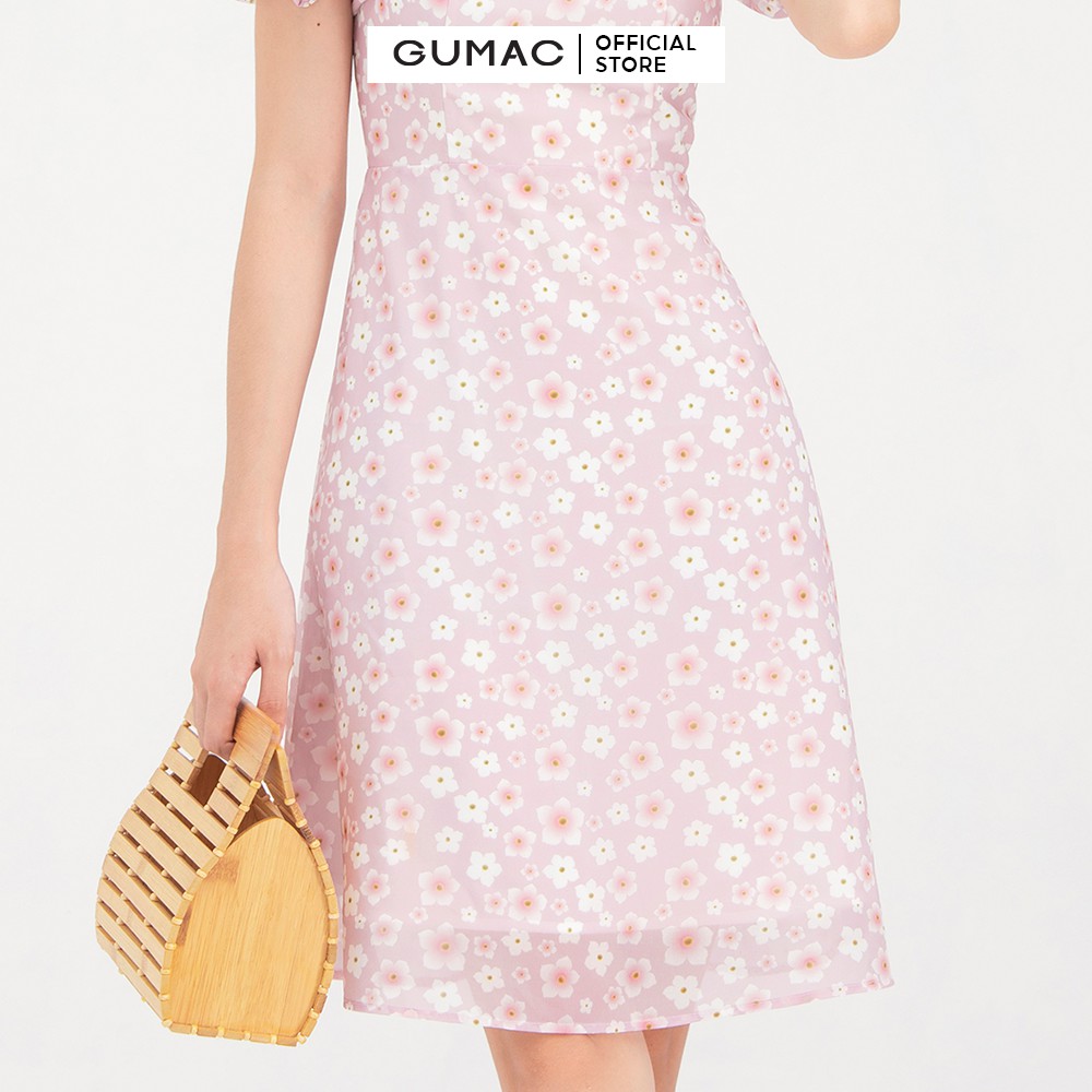 Đầm họa tiết hoa màu hồng GUMAC DB761 | BigBuy360 - bigbuy360.vn
