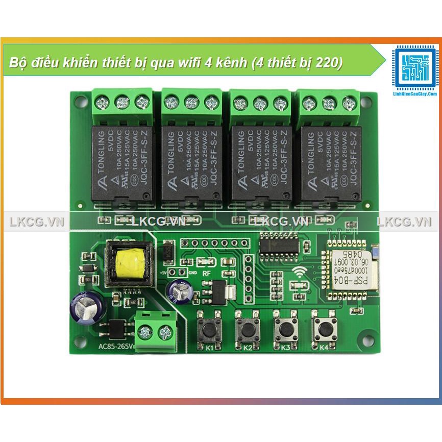 Bộ điều khiển thiết bị qua wifi 4 kênh (4 thiết bị 220)