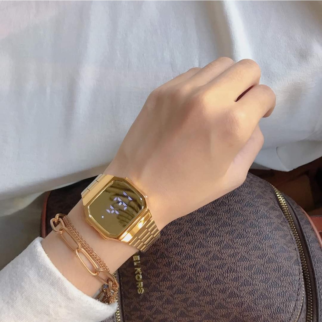Đồng hồ nữ tráng gương cảm ứng OneTime dây thép không gỉ hợp thời trang