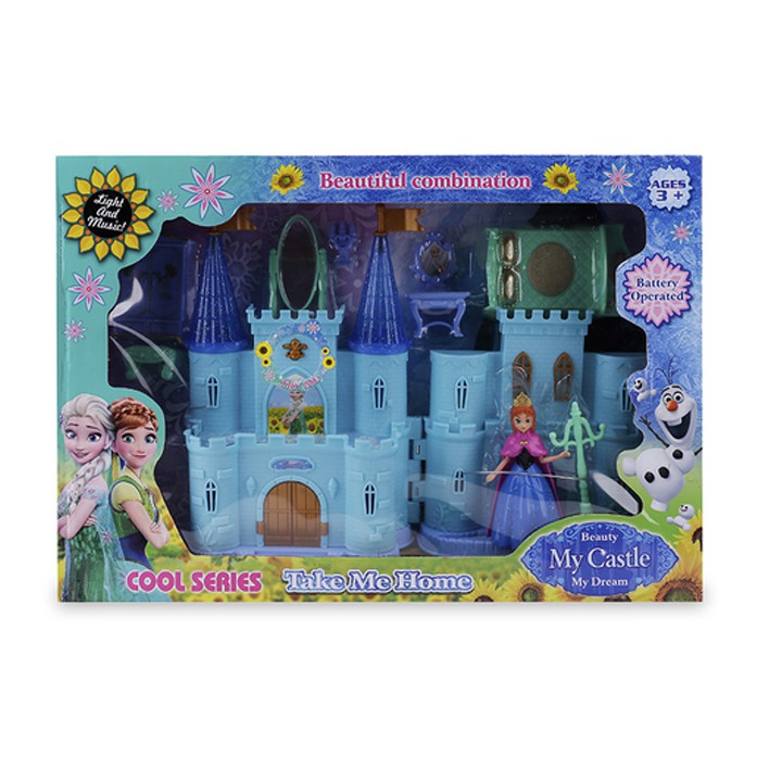 Đồ chơi ngôi nhà lâu đài bằng nhựa màu xanh dành cho bé