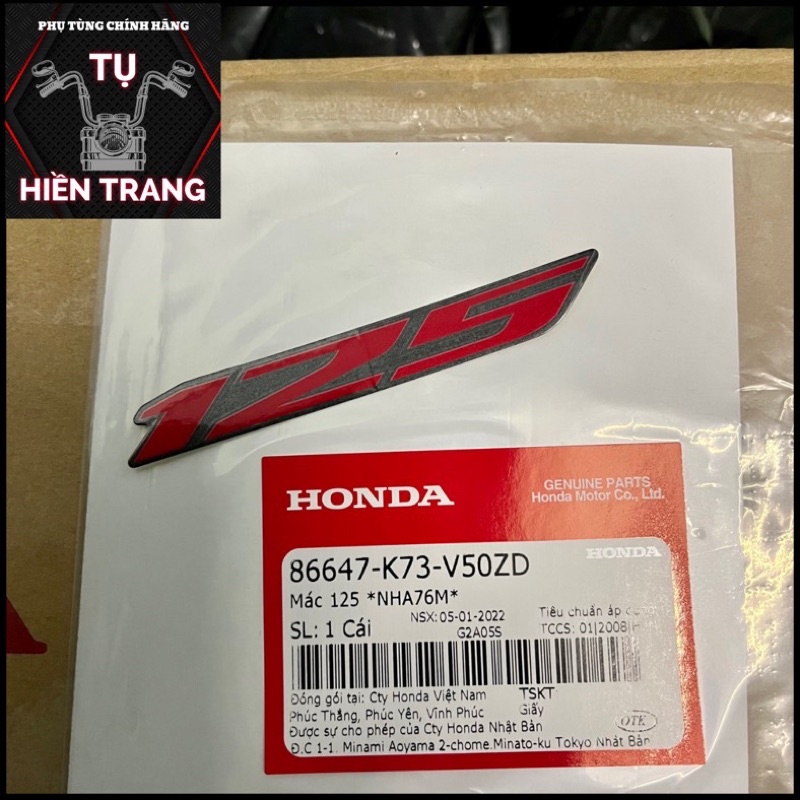 Tem chữ 125 màu đỏ nền đen zin chính hãng HONDA