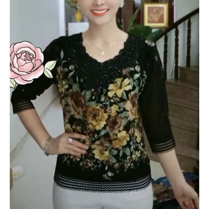 Áo thun trung niên đính đá cao câp size 55-85kg