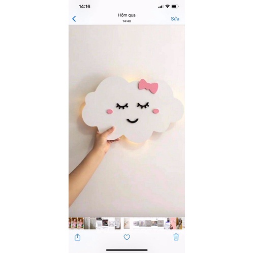 Bảng gỗ hình mây trang trí phòng bé size 30 cm