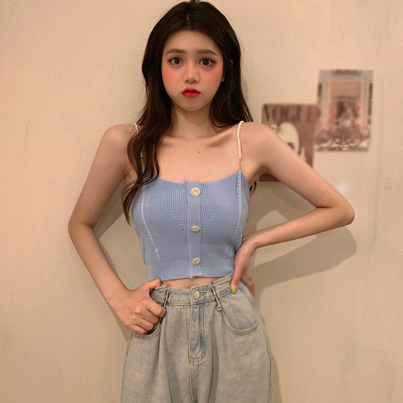 Áo Hai Dây Dệt Kim Màu Trơn Form Ôm Quyến Rũ | BigBuy360 - bigbuy360.vn