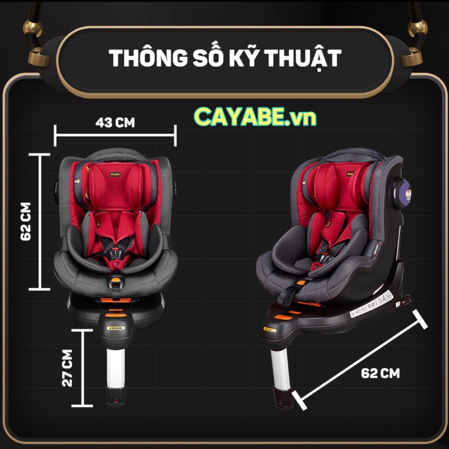 Ghế ngồi ô tô cho bé CHILUX SAFE xoay 360 chính hãng, an toàn màu hồng cao cấp (dùng được cho bé sơ sinh-4 tuổi)- CAYABE