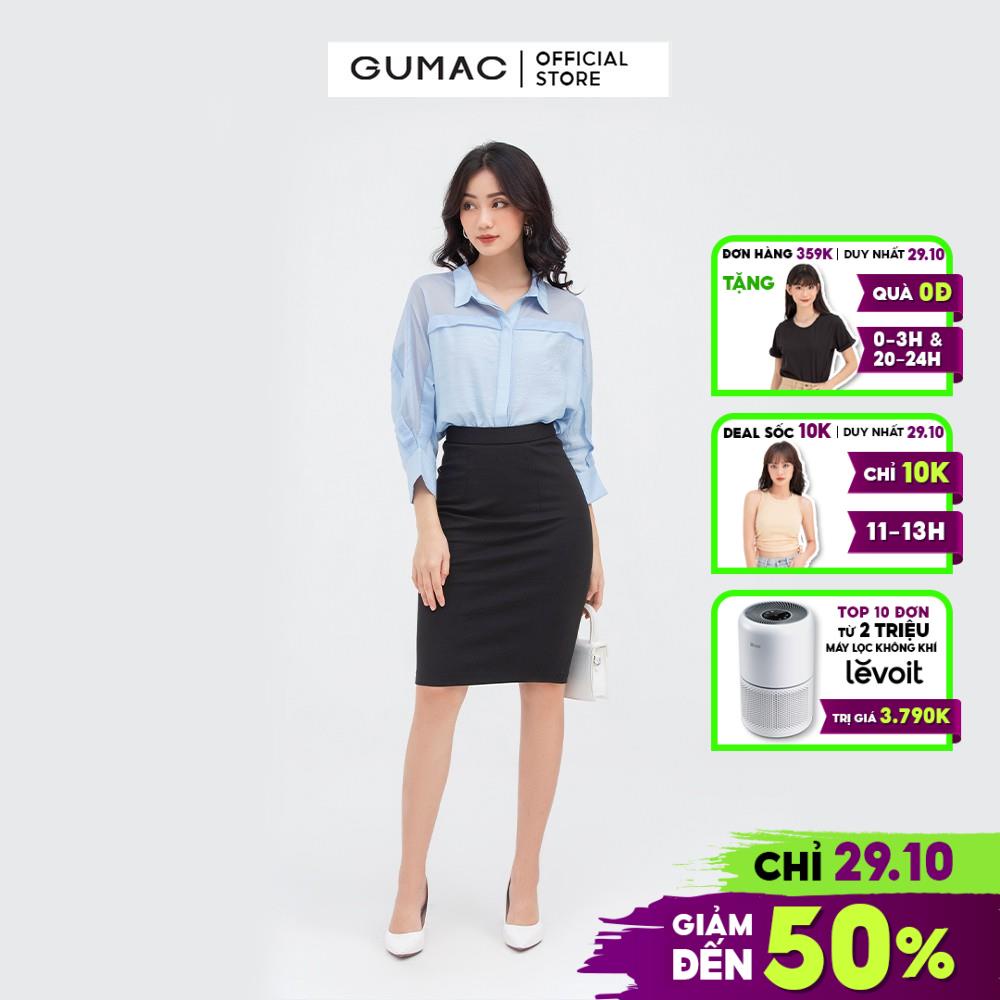 Chân váy nữ cơ bản GUMAC màu đen basic VB842 - Hàng nhập khẩu