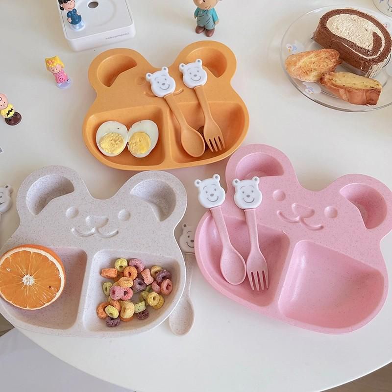 Khay ăn dặm lúa mạch kèm thìa nĩa hình gấu, Ăn dặm chỉ huy blw