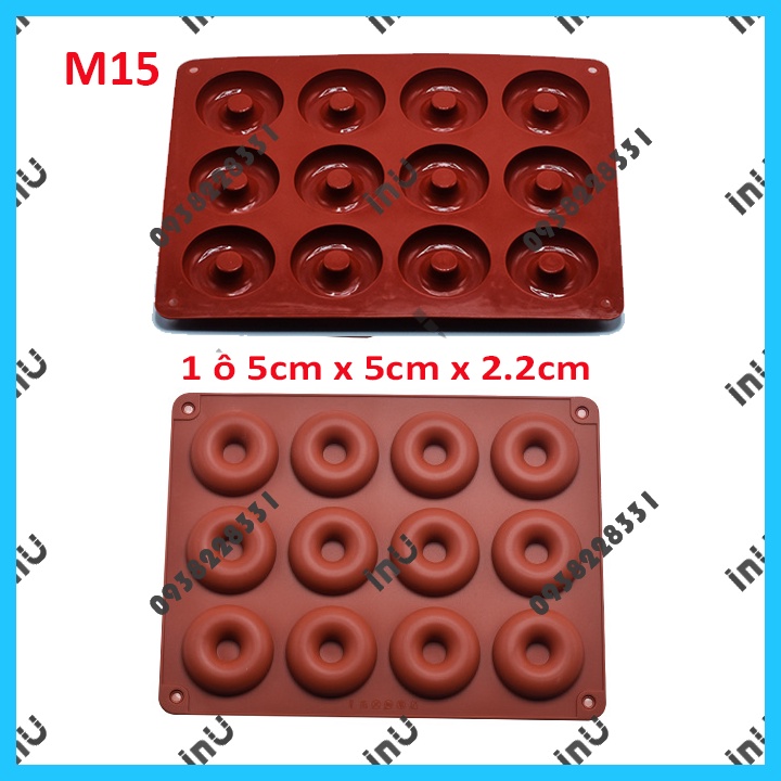 HCM - Khuôn silicon mẫu hình bánh Donut làm kẹo dẻo, râu câu, bánh bông lan nướng mini BSI