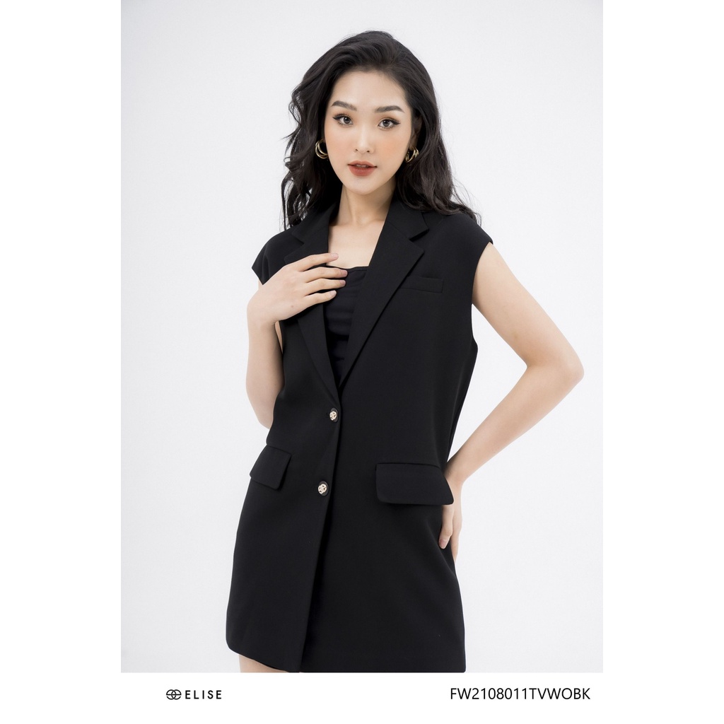 Áo gile đen chờm vai thiết kế Elise FW2108011TVWOBK