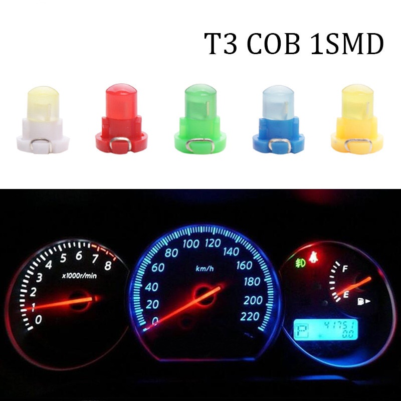 1 Đèn LED T3 Wedge 12V Ánh Sáng Trắng / Đỏ / Xanh Lá / Vàng Gắn Bảng Điều Khiển Xe Hơi