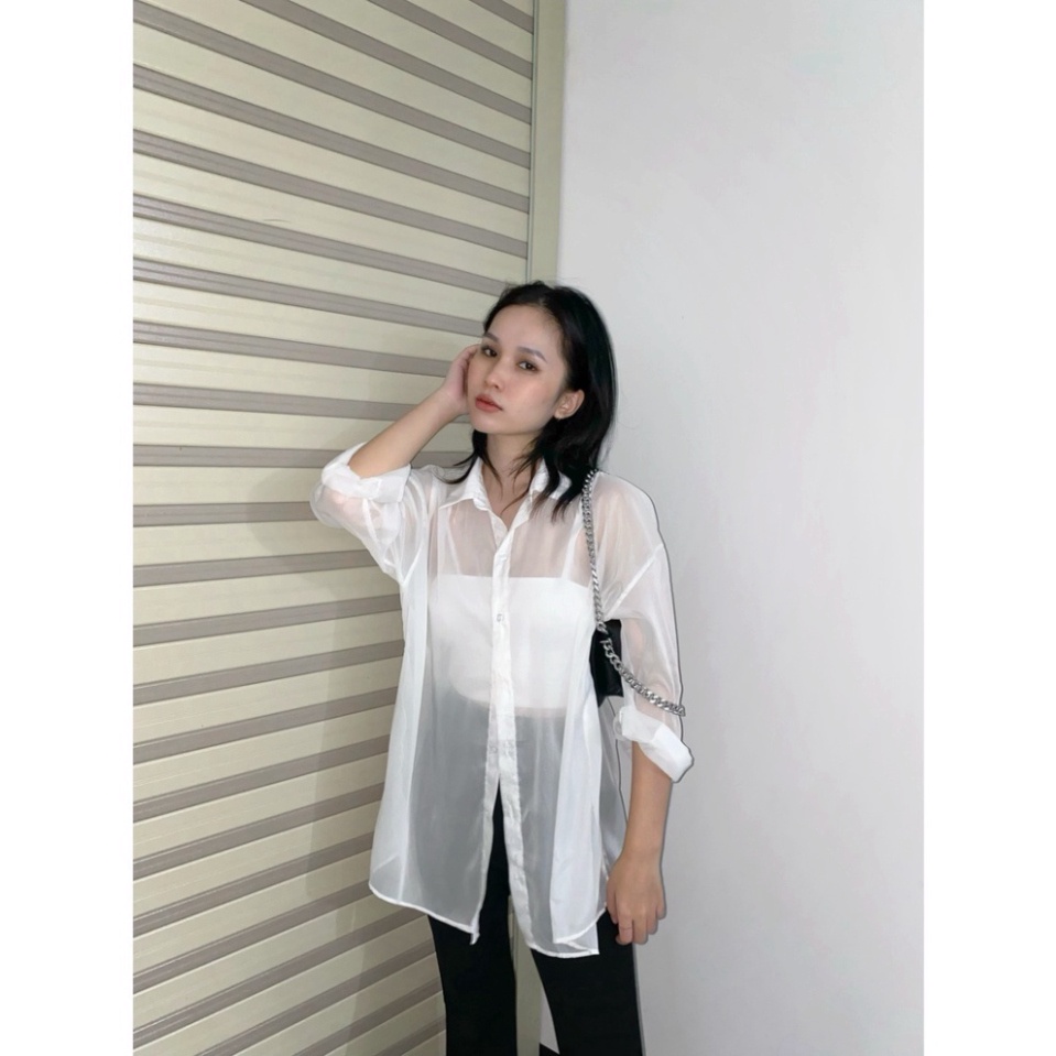Áo Sơ Mi Trắng Xuyên Thấu Oversize Form Rộng LA ROSIE OUTFITS | LA BOUTIQUE 2 LA23 | LA ROSIE OUTFITS