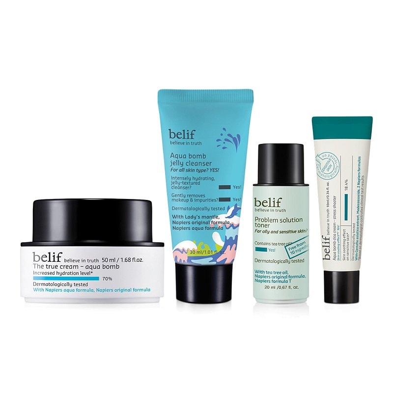🔥 HOT - Fullset 🔥 Bộ dưỡng da BELIF Aqua Cica Bomb Burst Of Soothing Hydration Set / Aqua Bomb Poolside Hydration Set