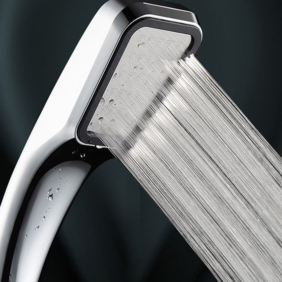 Tay sen, vòi sen tắm tăng áp vuông nhựa ABS mạ Crom mặt inox 304 chống rỉ sét tặng kèm dây cấp nước chống xoắn -QM005