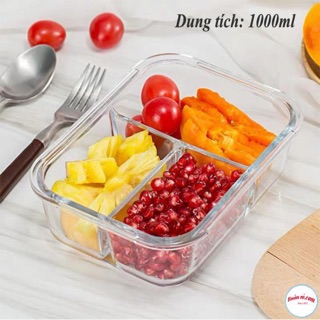Hộp Cơm Thủy Tinh 3 Ngăn Nắp Nhựa Tiện Lợi 00873