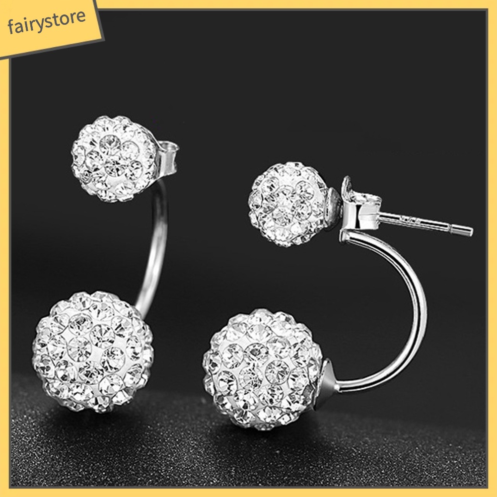 Bông tai hình quả cầu dát đá thời trang cho nữ