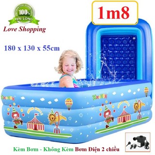 Bể Phao Bơi Kèm Bơm Điện 1m8 - 3 Tầng - Đáy Chống Trơn Trượt An Toàn