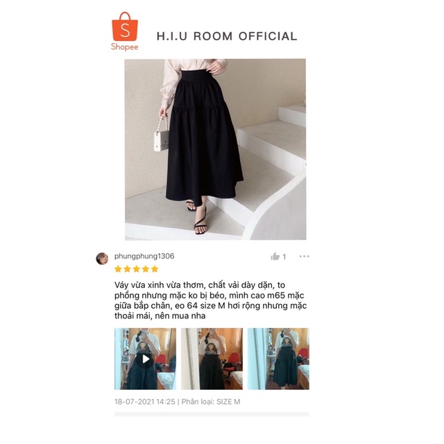 Chân váy midi H.I.U ROOM dáng dài nhún bồng HIU design 2021. | BigBuy360 - bigbuy360.vn