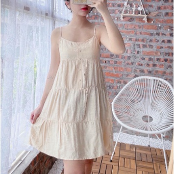 Đầm Ngủ 2 Dây Mặc Nhà Madela Chất Đũi Thoải Mái, Thoáng Mát, Váy Hai Dây Babydoll Quyến Rũ Chất Đũi Thoáng Mát - Vdd02