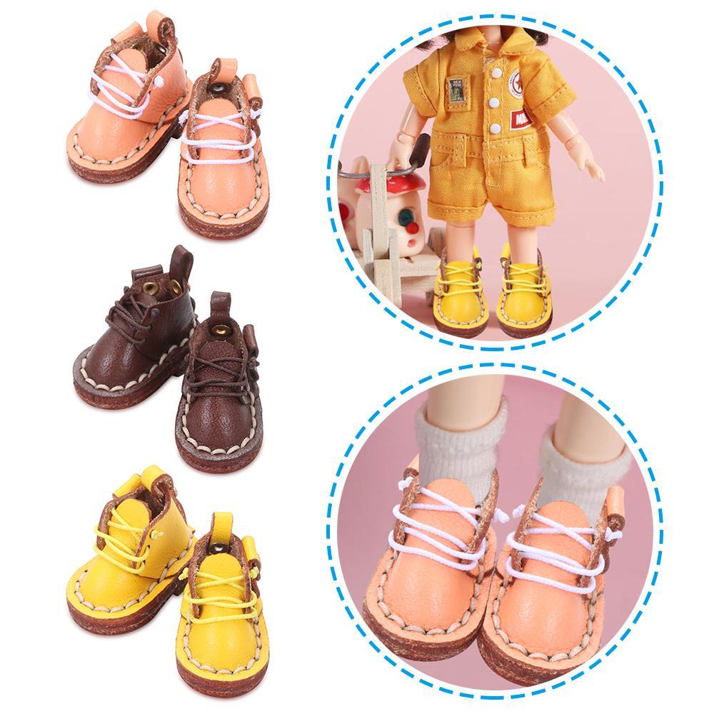 Giày Boot Da Bò Cho Búp Bê 1 / 12BJD 1 / 11 OB11