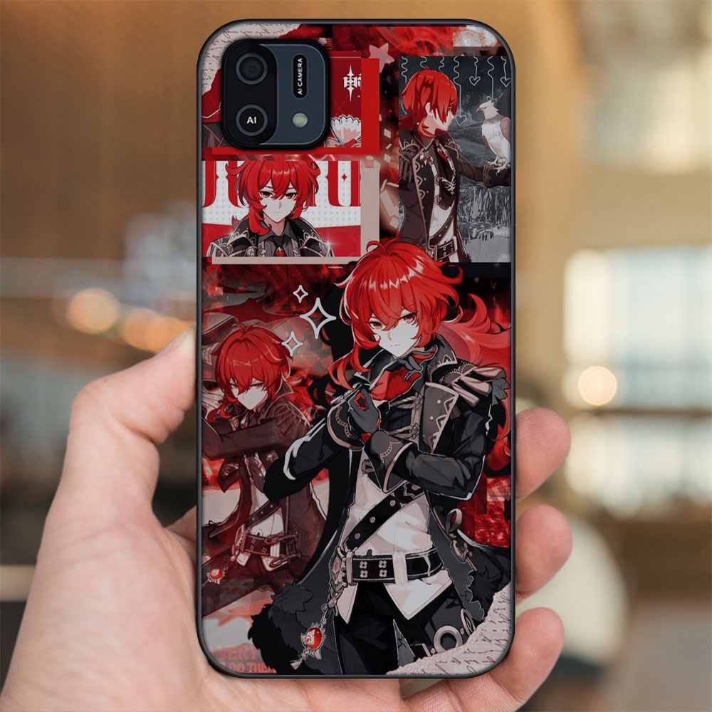 Ốp lưng Oppo A16K viền đen in hình Diluc Genshin Impact