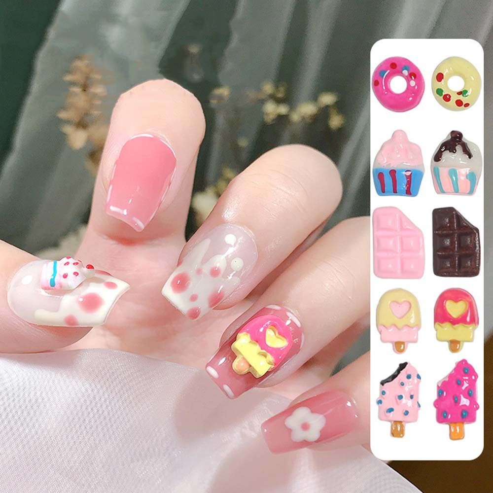 [Hàng mới về] Phụ kiện họa tiết bánh 3D trang trí móng tay nghệ thuật DIY