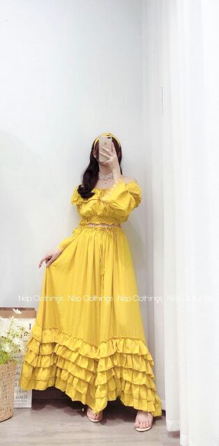 Sét áo váy boho đỏ/ sét áo maxi trễ vai chân váy xòe boho đi biển | BigBuy360 - bigbuy360.vn