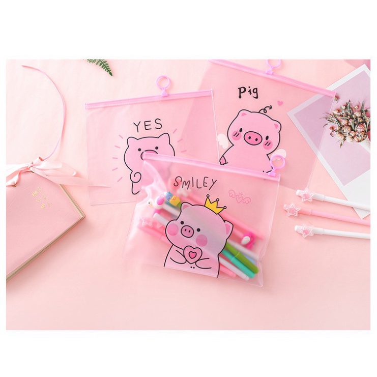 [Hàng xịn] Túi zip đựng mỹ phẩm , dụng cụ học sinh hình heo hồng sành điệu VPP153SP1 | BigBuy360 - bigbuy360.vn