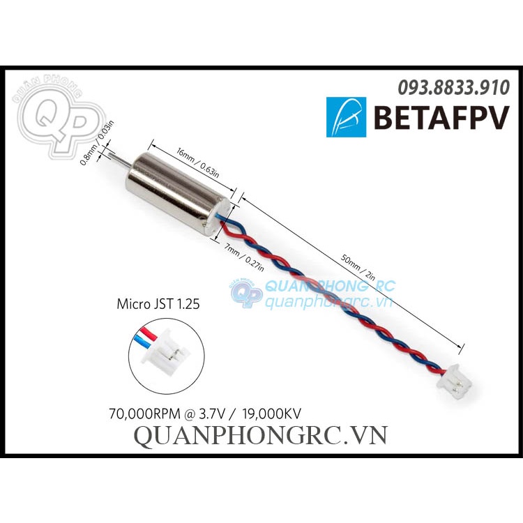 Motor chổi than BETAFPV 716 7x16mm 19000KV