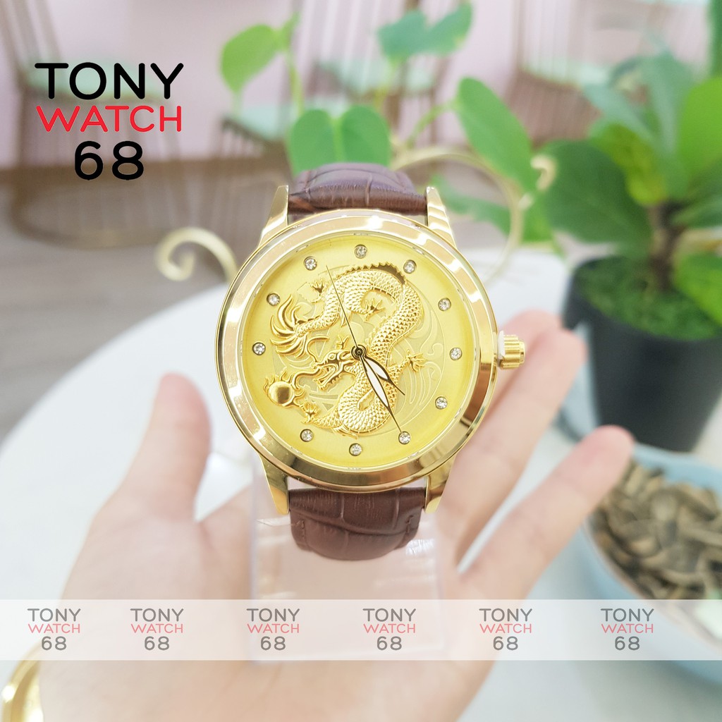 Đồng hồ nam Baishuns chống nước rồng măt đỏ dây thép đúc đặc 3 hàng chính hãng Tony Watch 68