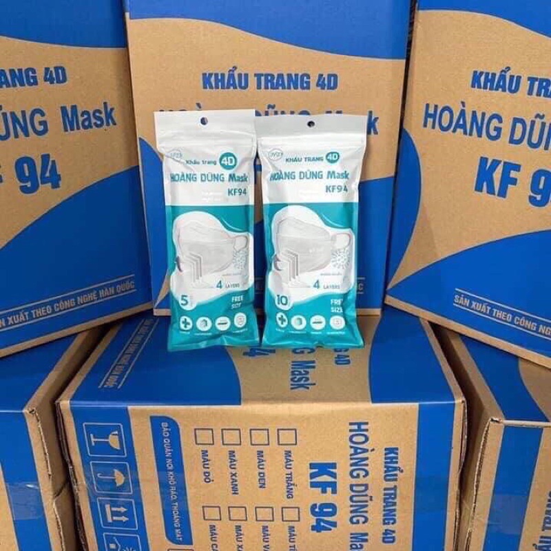 Khẩu trang 4D kháng khuẩn 4 lớp hoàng Dũng mask KF94 free size