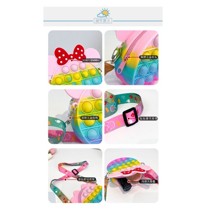 Túi đeo chéo pop it silicon đa dạng mẫu mã cho bé