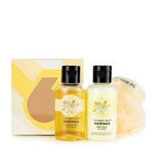 Set Sữa tắm + Dưỡng Thể The Body Shop Moringa Treats _hàng chính hãng authentic Anh hộp móp