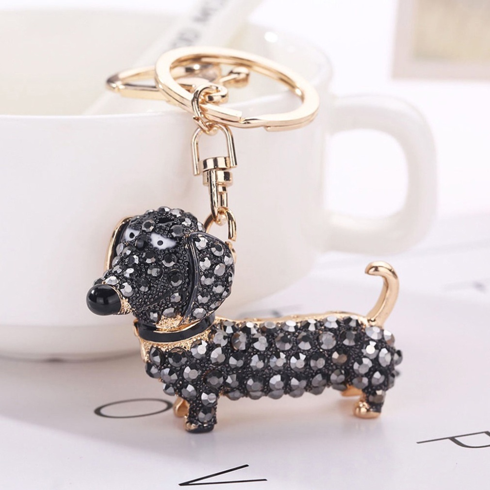 Móc Khóa Hình Chó Dachshund Đính Pha Lê