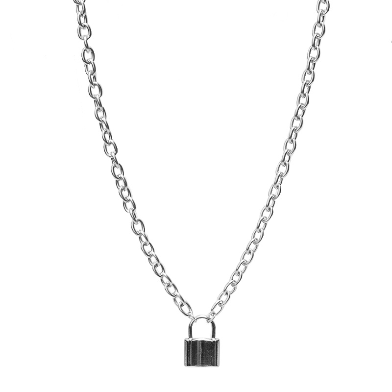Vòng cổ Dài Mặt Hình Ổ Khóa Phong Cách Đường Phố hip hop Cá Tính