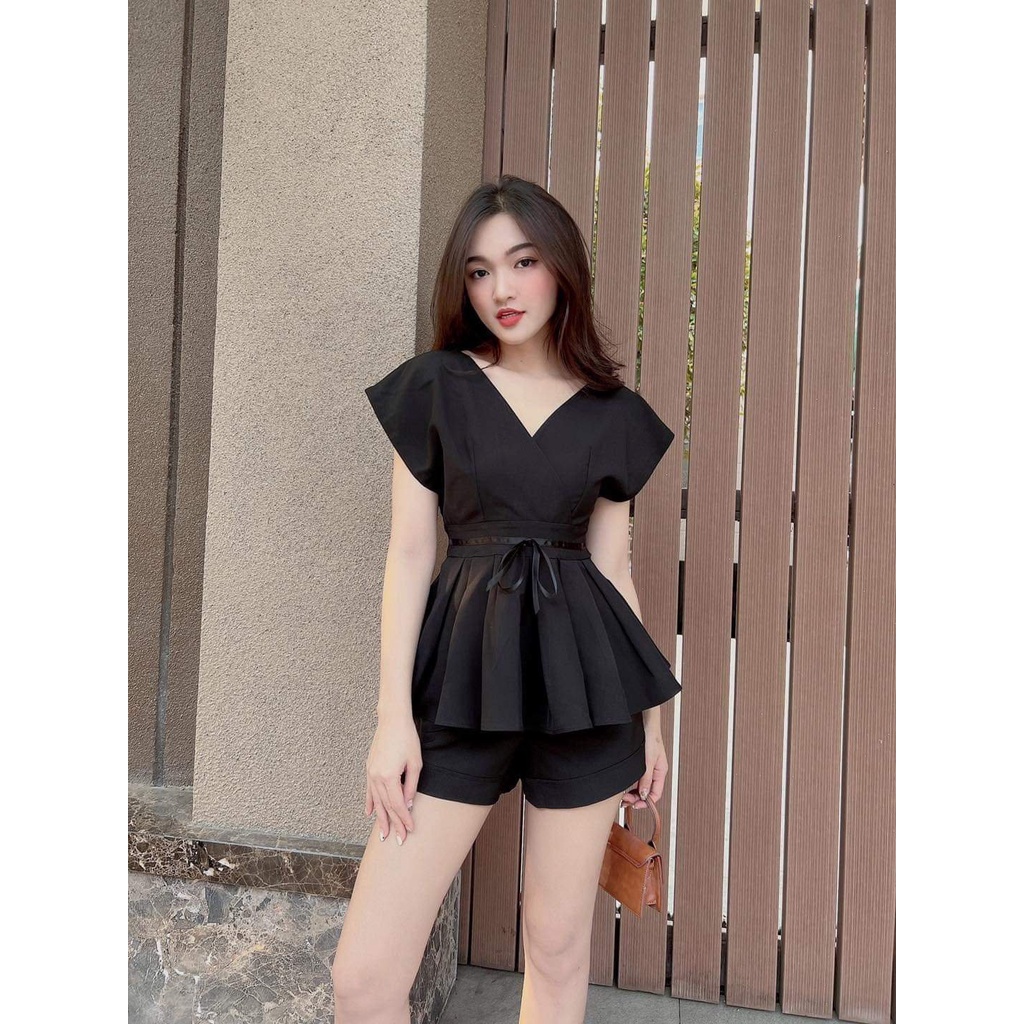 SET ĐỒ QUẦN ĐÙI THUN CÁT HÀN CỘT NƠ BỤNG -CVV49