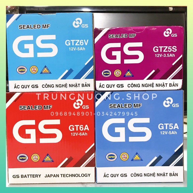 Bình ắc quy xe máy GS khô 3.5Ah, 5Ah, 5Ah Lead, 6Ah chính hãng, có bảo hành