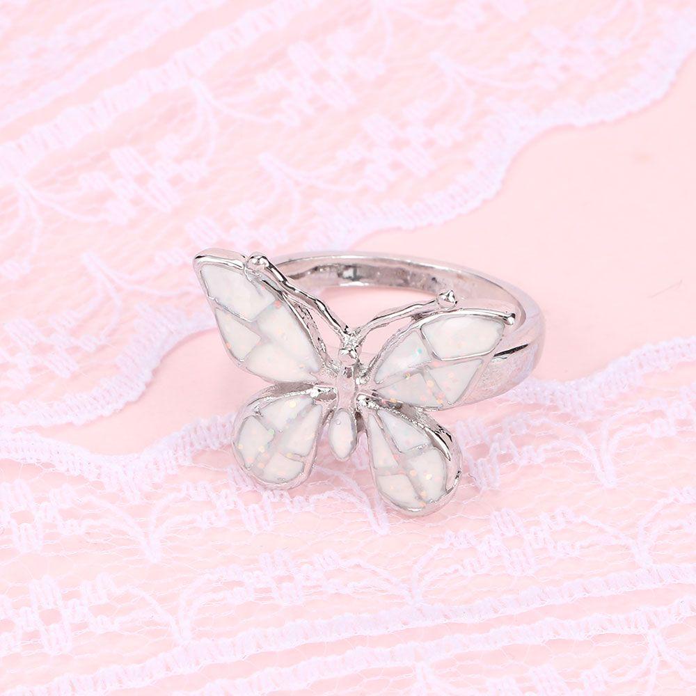 1 Nhẫn Cưới Hình Bướm Màu Trắng Phong Cách Vintage Cho Cô Dâu