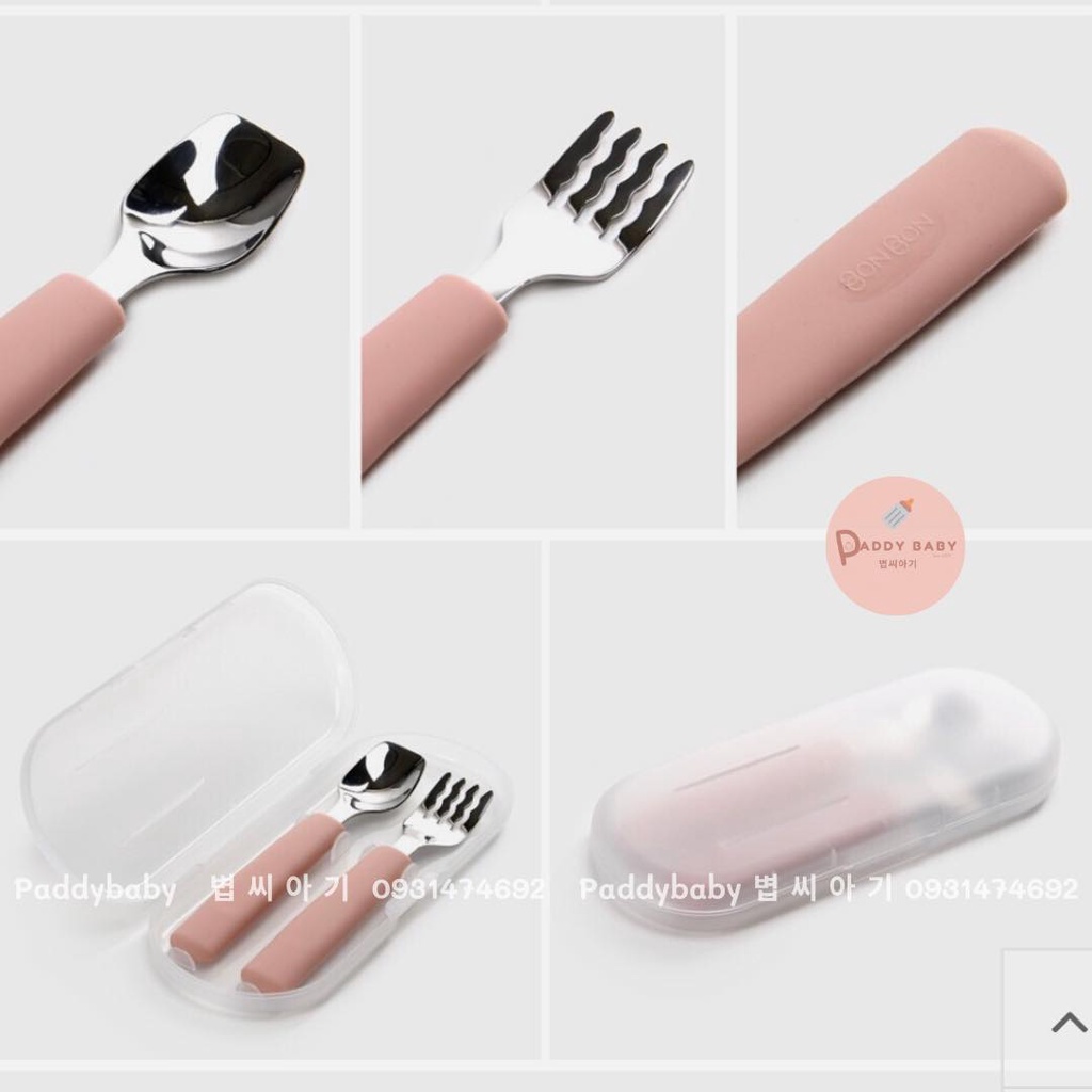 Set thìa nĩa inox Dailylike Bonbon nội địa Hàn cho bé từ 12m+ ăn dặm [Kèm hộp đựng vệ sinh]