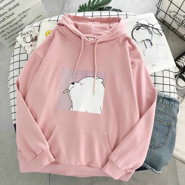 Áo hoodie vải nỉ lót bông dày in gấu cute | BigBuy360 - bigbuy360.vn