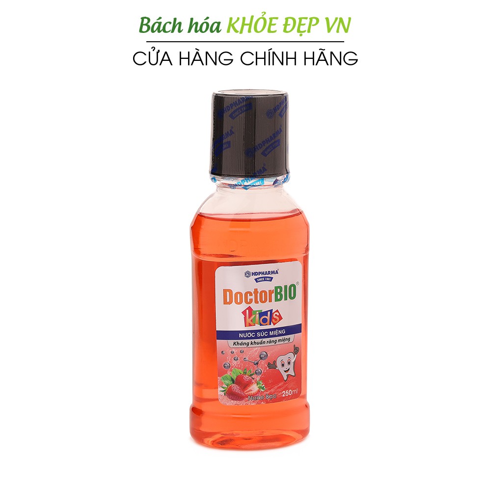 Nước súc miệng trẻ em DoctorBio Kids Nano Bạc - Hương dâu 250ml [DoctorBio Kids Nano Bạc]