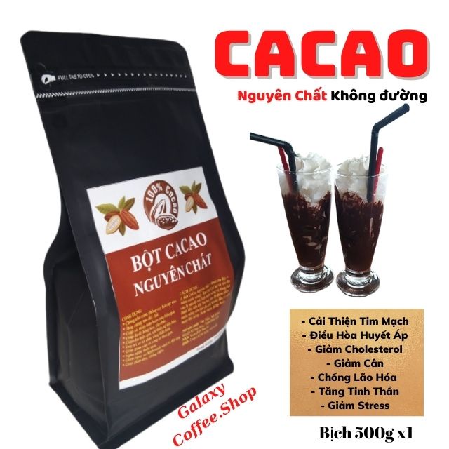 Bột cacao giảm cân nguyên chất daklak, bột cacao đắng nguyên chất loại 1, gói dùng thử