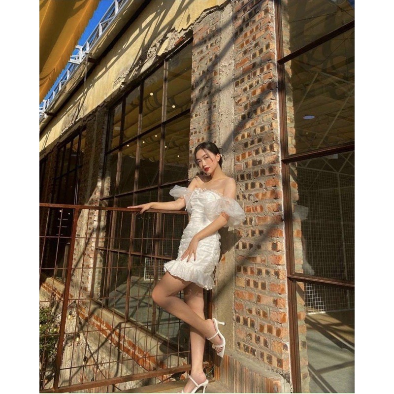 CHIKY WHITE DRESS - ĐẦM TRẮNG TIỂU THƯ REN HOA NỔI