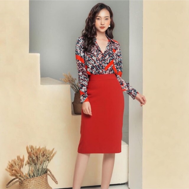 [Mã FASHIONMALLT4 giảm 15% đơn 150k] Chân váy bút chì Hoa Việt