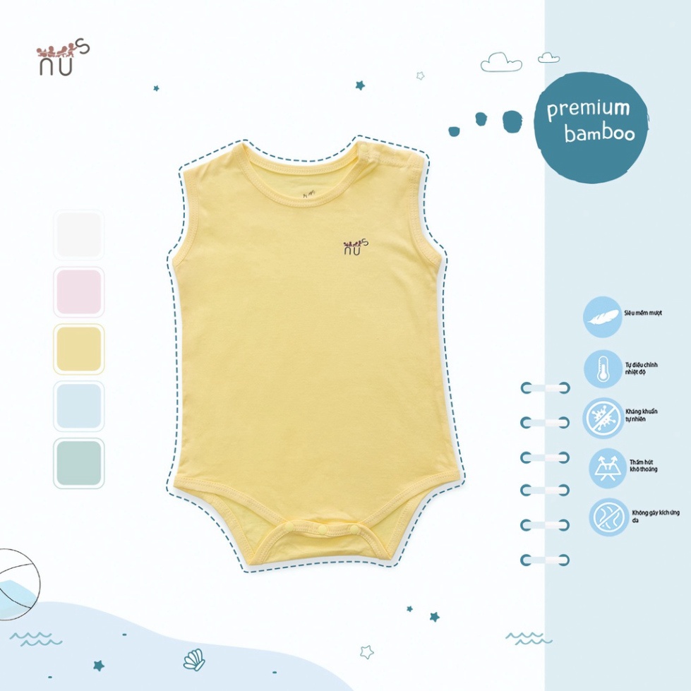 Bộ Body Chip Sát Nách Chất Vải Sợi Tre Nhà NUS Dành Cho Bé Sơ Sinh Đến 12 Tháng
