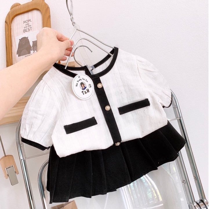 SET54 - Váy bé gái, set váy áo tiểu thư sang chảnh cho bé gái từ 8-18kg, richkid123