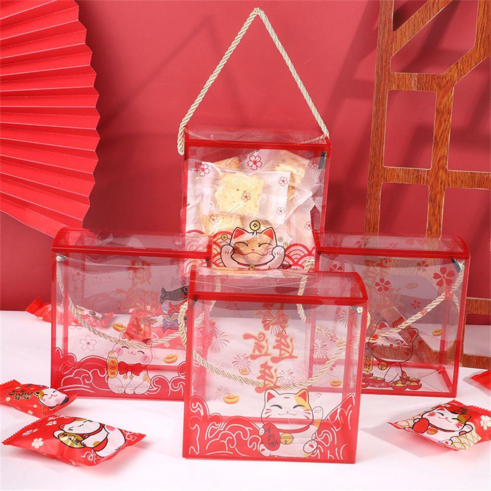 LAKAMIER Túi Đựng Bánh Quy / Quà Cưới / Năm Mới Phong Cách Trung Hoa Có Tay Cầm